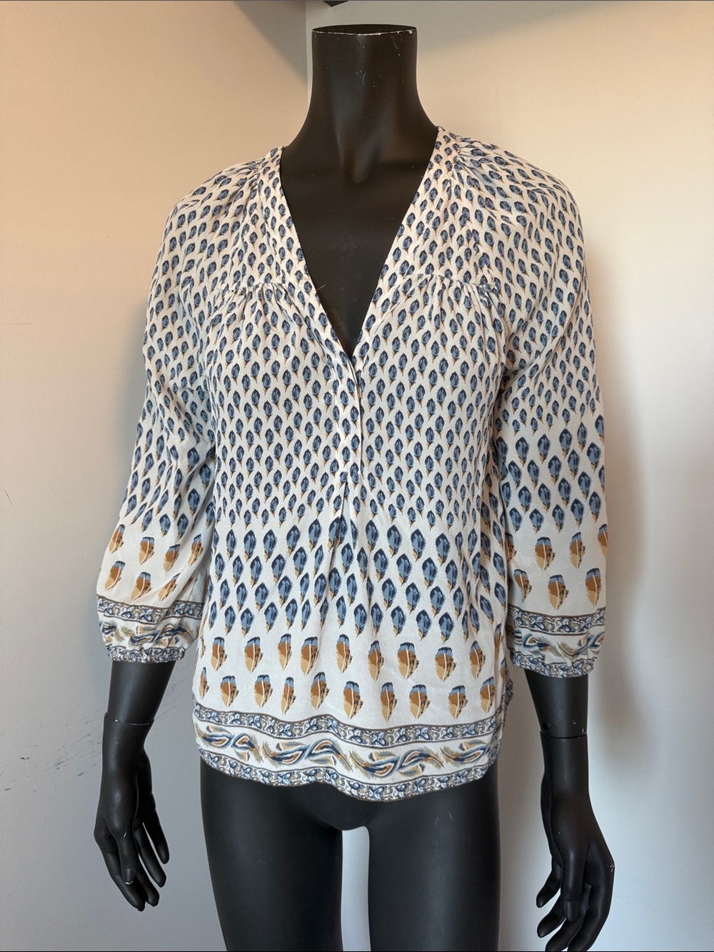 Joie 100% Silk Paisley Print Boho Tunic Blouse Small